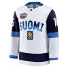 Miehille Suomi Pelipaita 4 Nations Face Off 2025 Fanatics Premium Aleksander Barkov Valkoinen